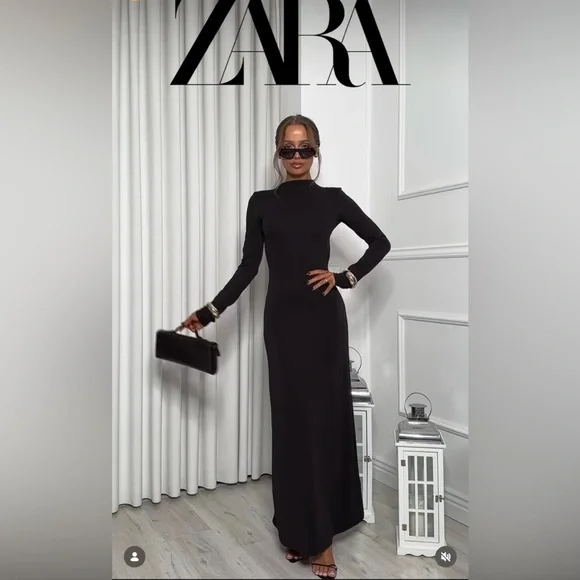 ZARA OPEN-BACK CREPE DRESS - Picture 4 of 12